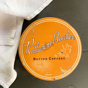 Vintage 1950s Katharine Beecher Butter Coffees Candy Tin circa 1951