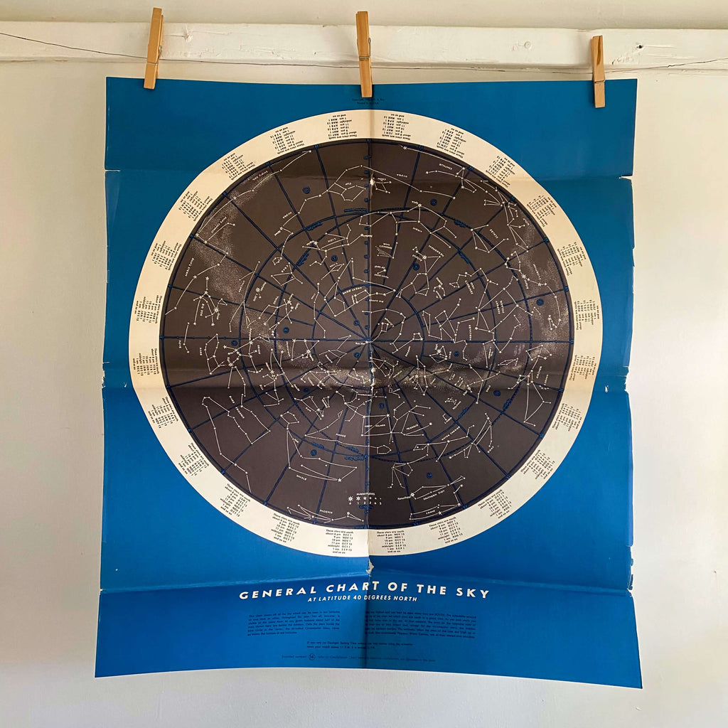 The Stars by H.A. Rey - 1956 Edition Fourth Printing with Wall-Size Chart of the Constellations