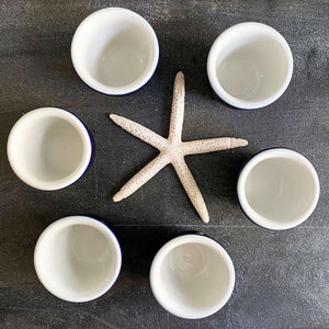 Vintage 1950s Hall Custard Cups Navy Blue #351 - Set of Six