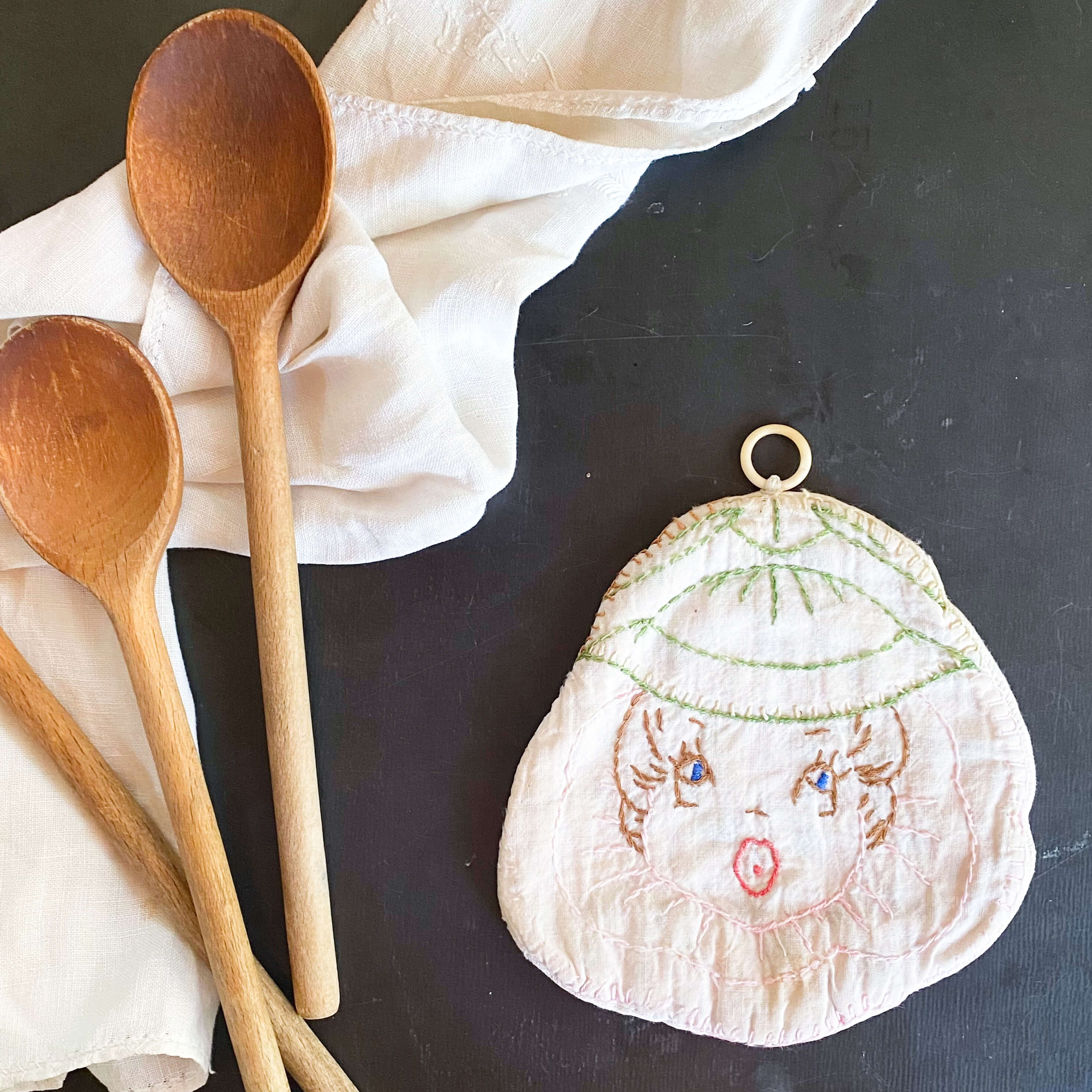 洋書 Antique Linens: From the Kitchen to the Vintage Linen Kitchen Towel Green Stripe – Thistle Hill