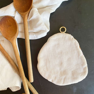 Vintage 1950s Embroidered Pot Holder with Hook