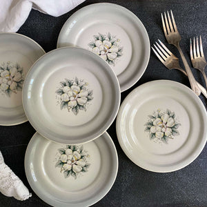 Vintage 1950s Harker Pottery Magnolia Bread Plates - Set of Five