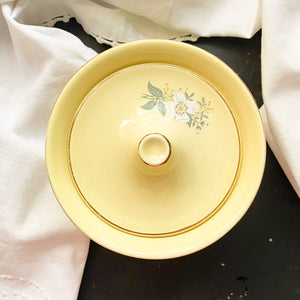Vintage 1950s Yellow Sugar Bowl with White Flowers by Taylor Smith Taylor