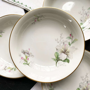 Vintage Porcelain Rhododendron Berry Bowls By Jaeger & Co Germany - Set of Four circa 1949-1960s