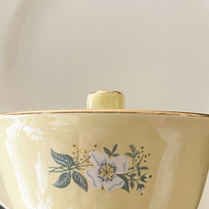 Vintage 1950s Yellow Sugar Bowl with White Flowers by Taylor Smith Taylor
