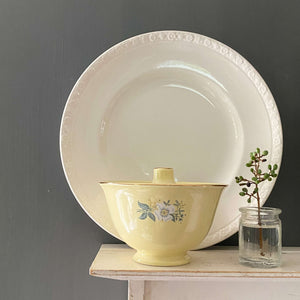Vintage 1950s Yellow Sugar Bowl with White Flowers by Taylor Smith Taylor