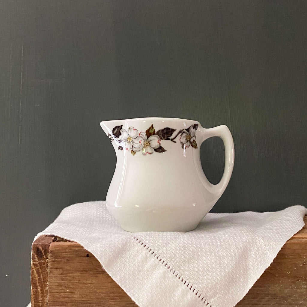 Vintage 1960s Floral Restaurant Ware Creamer -  Northern Dogwood White by Shenango circa 1966