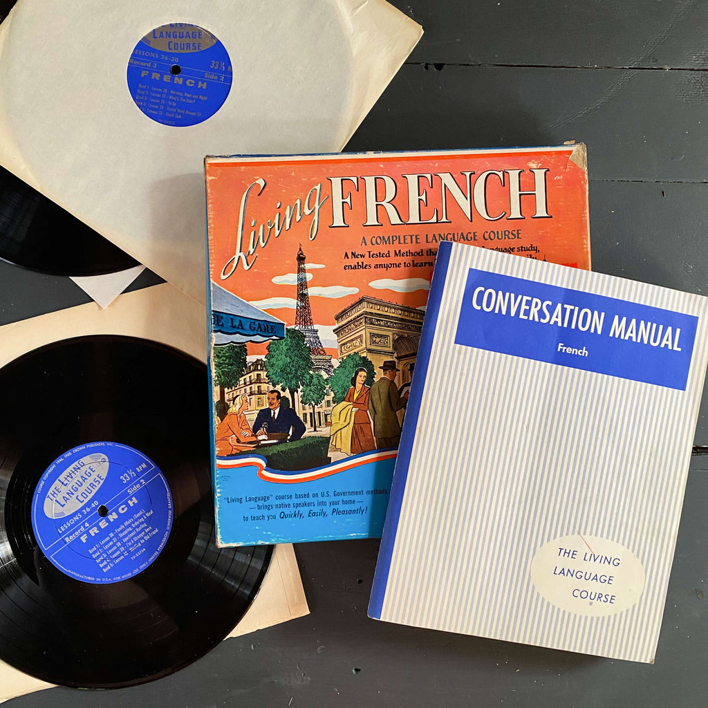 Vintage 1960s French Language Vinyl Record Course - Living French Living Language Course circa 1968