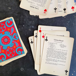 Vintage 1960s French Recipe Playing Cards - Oversized Jumbo Deck with 52 Recipes circa 1969