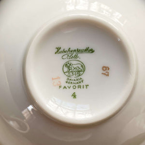Vintage 1960s Hutschenreuther Fruit Pattern Porcelain Cups and Saucers - Set of Seven