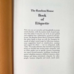 Random House Rules The Random House Book of Etiquette - 1967 Edition - The Random House H ...