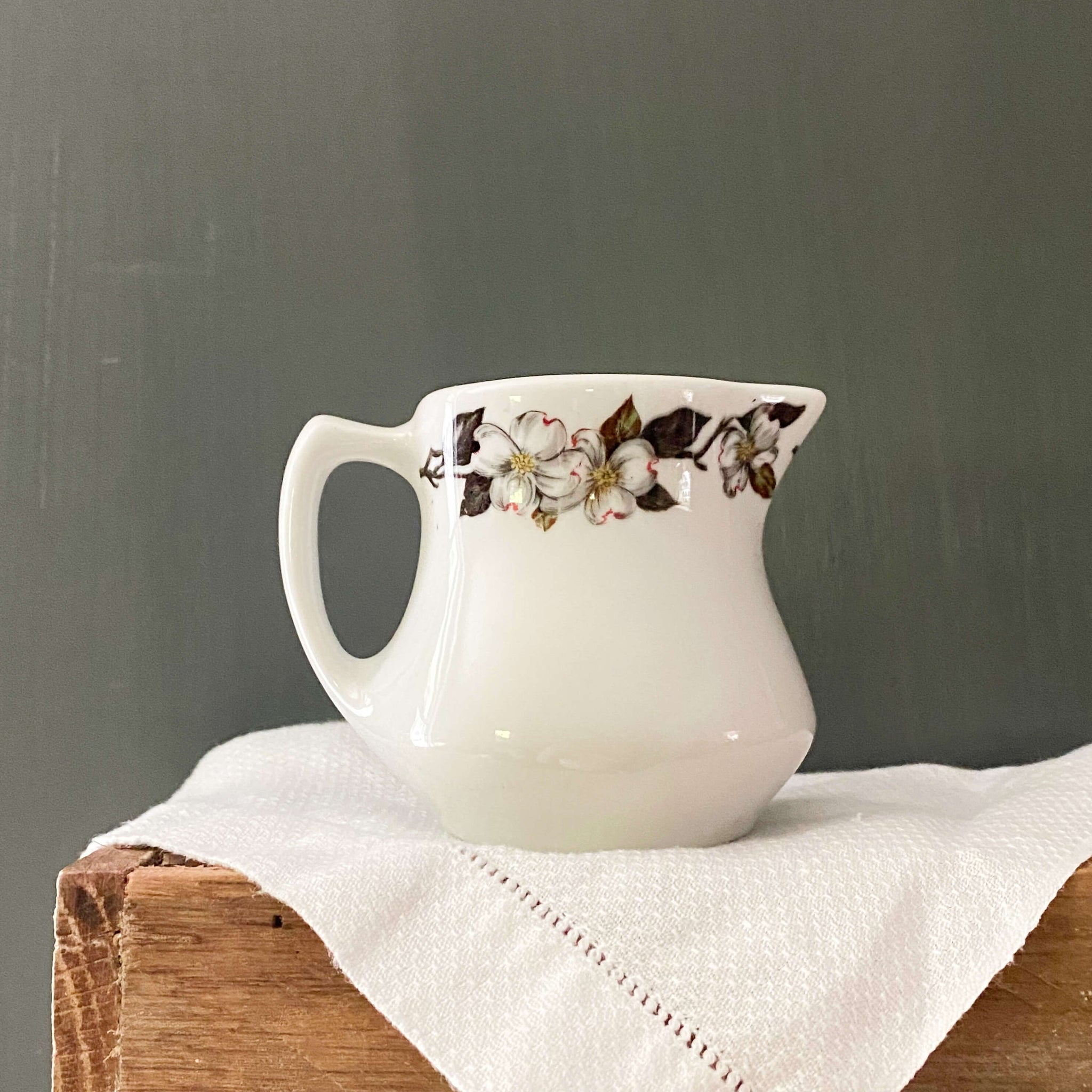 Vintage 1960s Floral Restaurant Ware Creamer -  Northern Dogwood White by Shenango circa 1966