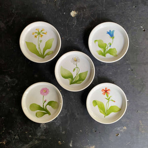 Vintage Ceramic Coasters with French Botanicals - Tuileries by Toscany circa 1977