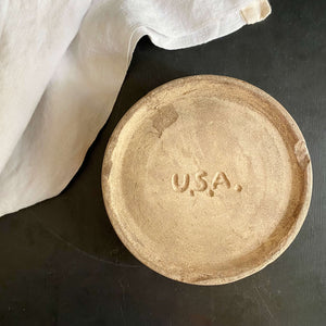 Vintage Stoneware Pottery Dog Food Bowl with USA Mark