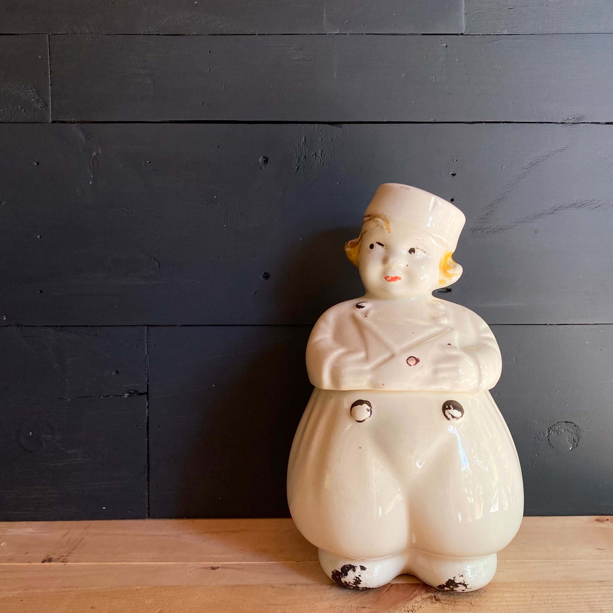 Vintage Dutch Boy with Sailboat Cookie Jar by American Bisque circa 1940s