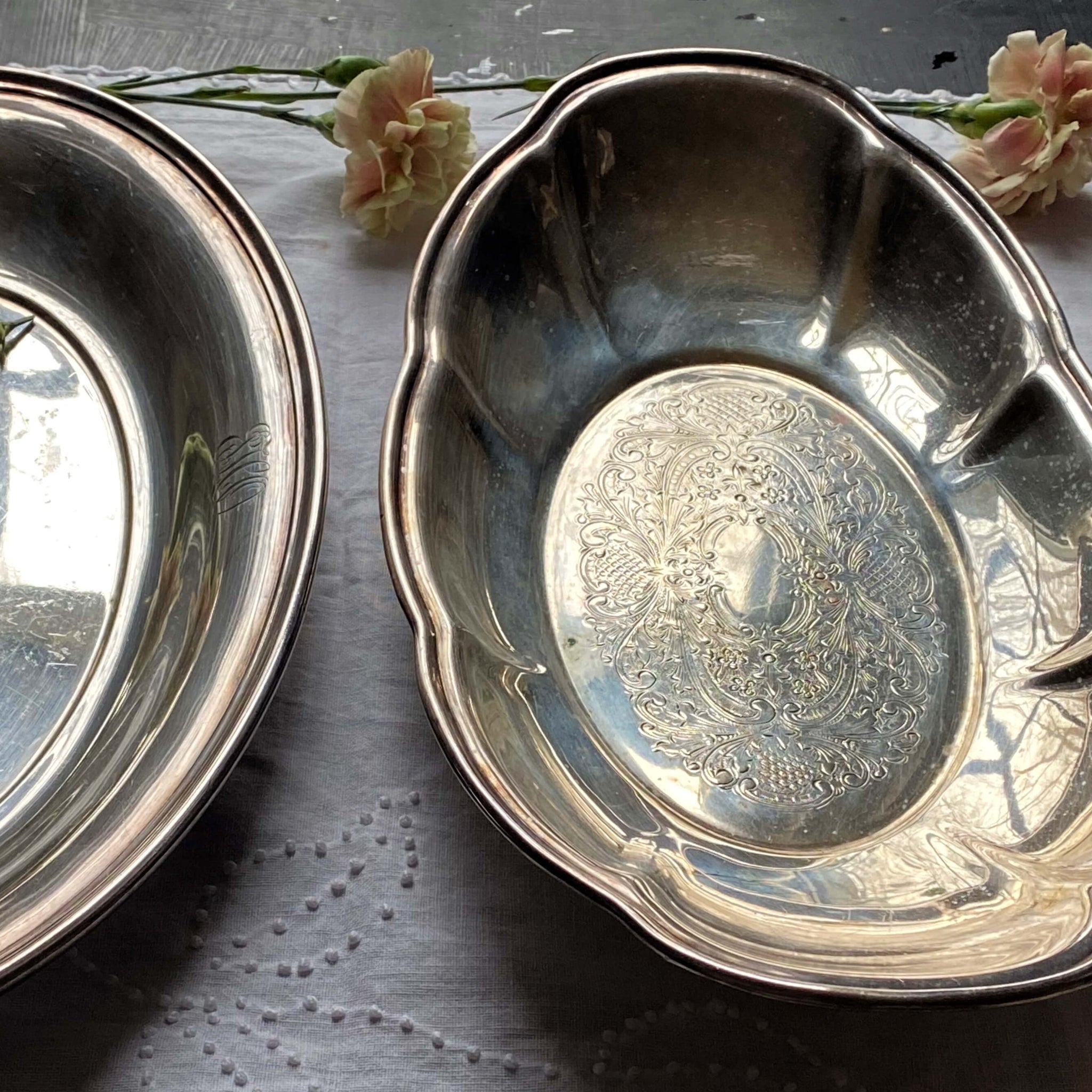Vintage Silverplate Bread Trays - Mismatched Set of Three by Gorham, Art Silver Co and International Silver circa 1920s-1950s