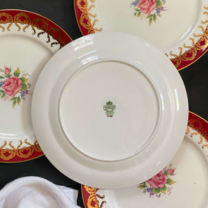 Vintage Aynsley Red Floral Salad Plates Patten 2146 - Set of Four Post 1970