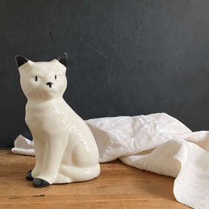 Vintage Black & White Ceramic Cat Figurine