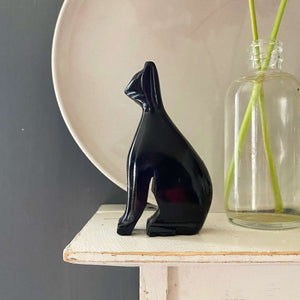 Vintage Black Onyx Cat Figurine  - A Cat Named Mother