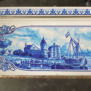 Vintage Blue and White Dutch Cookie Tin - Hellema Cookies circa 1980s-1990s