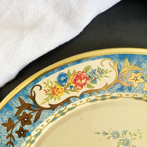 Vintage Daher Floral Tin Plates Made in Holland circa 1950s-1970s - Set of Two