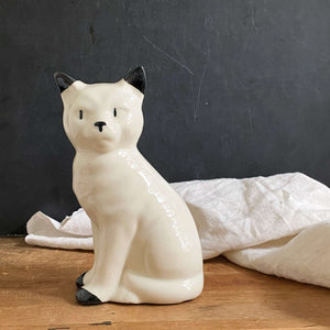 Vintage Black & White Ceramic Cat Figurine