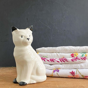 Vintage Black & White Ceramic Cat Figurine