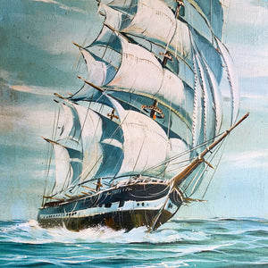 Original Vintage Winslow Clipper Ship Oil Painting on Canvas - 20x24 - Maritime Age of Sail Art