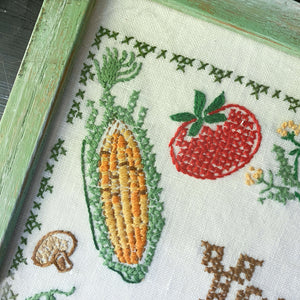 Vintage Vegetable Cross-Stitch - Yours Is The Earth and Everything In It circa 1970s