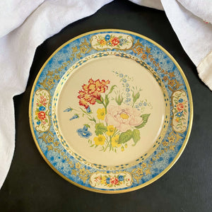 Vintage Daher Floral Tin Plates Made in Holland circa 1950s-1970s - Set of Two