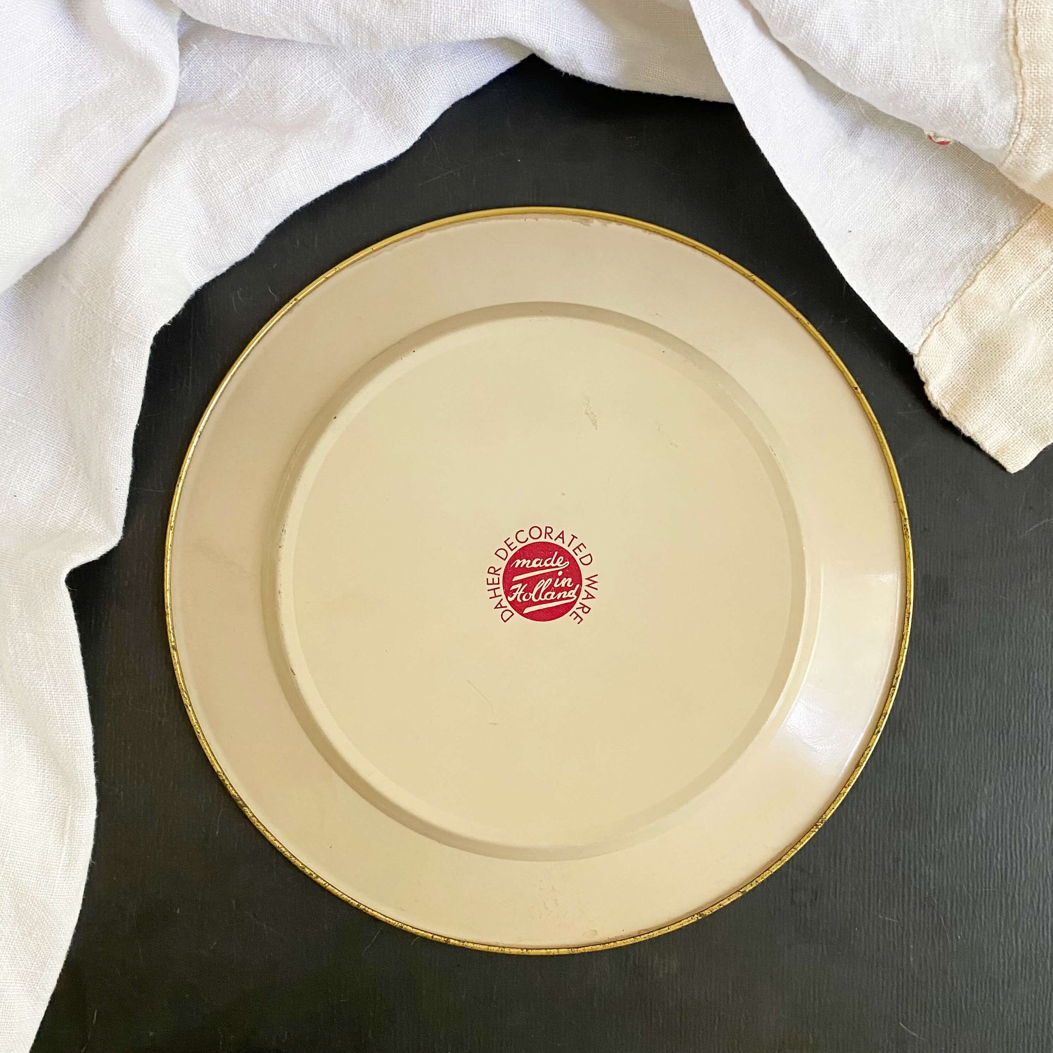 Vintage Daher Floral Tin Plates Made in Holland circa 1950s-1970s - Set of Two