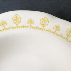 Rare Vintage Green and Yellow Floral Mismatched Restaurant-Ware - Plate and Berry Bowls -  Set of Three