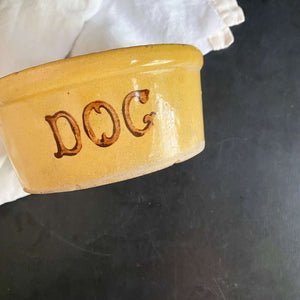 Vintage Stoneware Pottery Dog Food Bowl with USA Mark