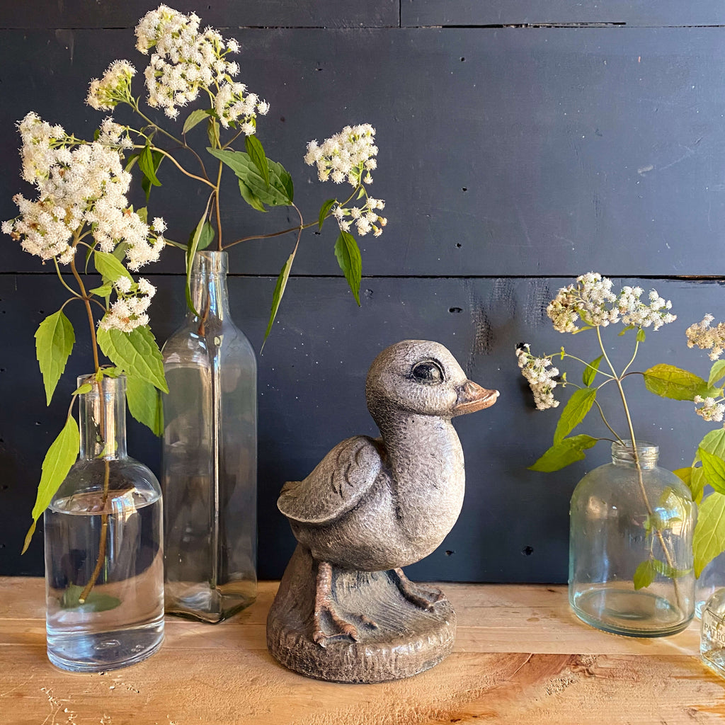 Vintage Concrete Duckling Garden Statue by Henri Studio circa 1987