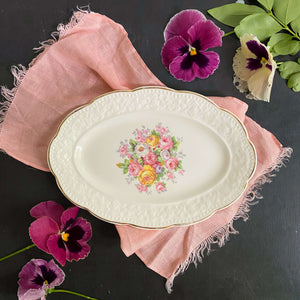 Edwin Knowles Cremelace Floral Gravy Boat Underplate circa 1930s-1940s