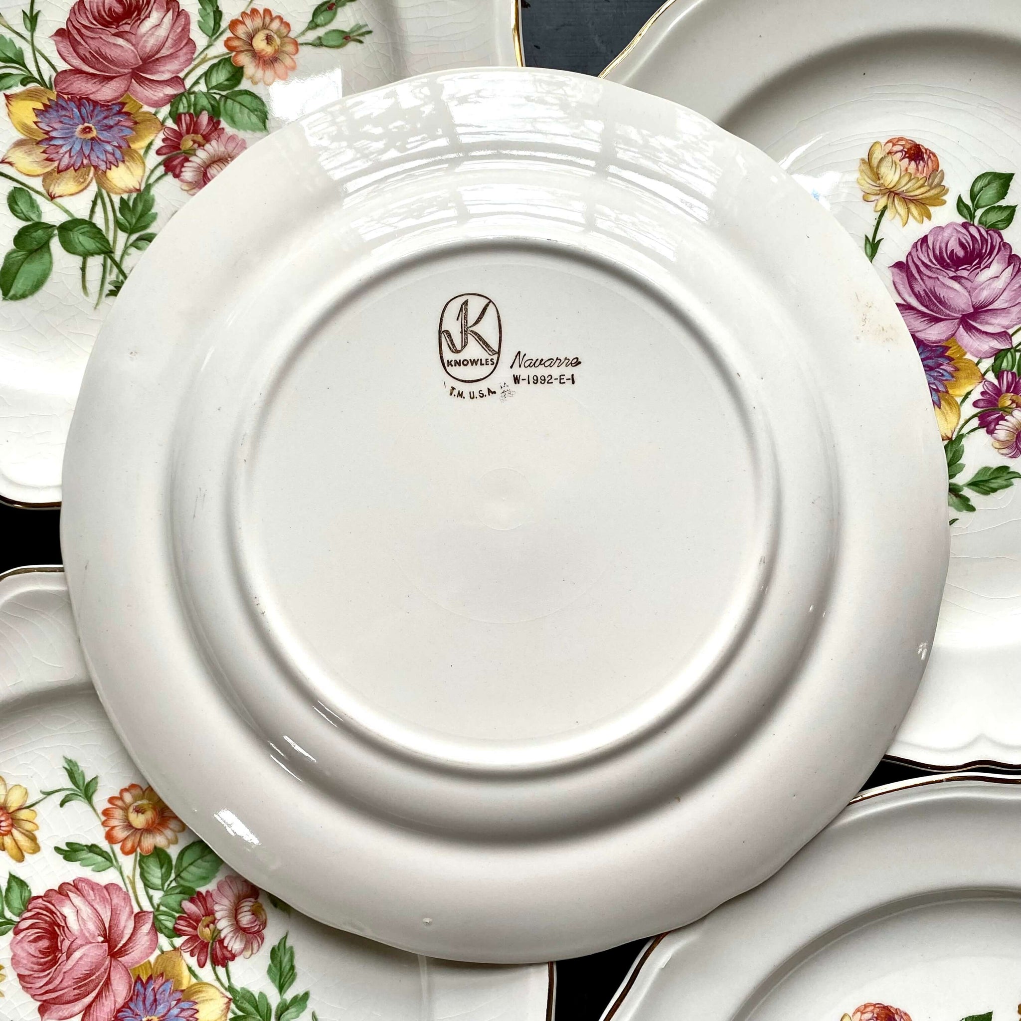 Vintage Edwin Knowles Navarre Pattern Luncheon Plates Set of Six circa ...