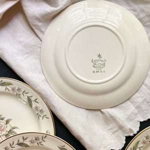 Vintage 1940s Gardenia Flower Bread Plates by Homer Laughlin Eggshell Nautilus - Set of Four circa 1944