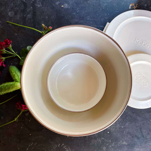 Vintage Kobe Porcelain Enamelware Mixing Bowl & Small Bowl with Lids - Set  of Two circa 1980s in 2023