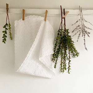 Vintage White Eyelet Dresser Scarf Table Runner Sized at 12x39 – In The Vintage Kitchen Shop