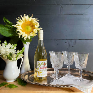 Vintage French Cut Glass Crystal Water Goblets - Set of Four circa 1960s-1980s