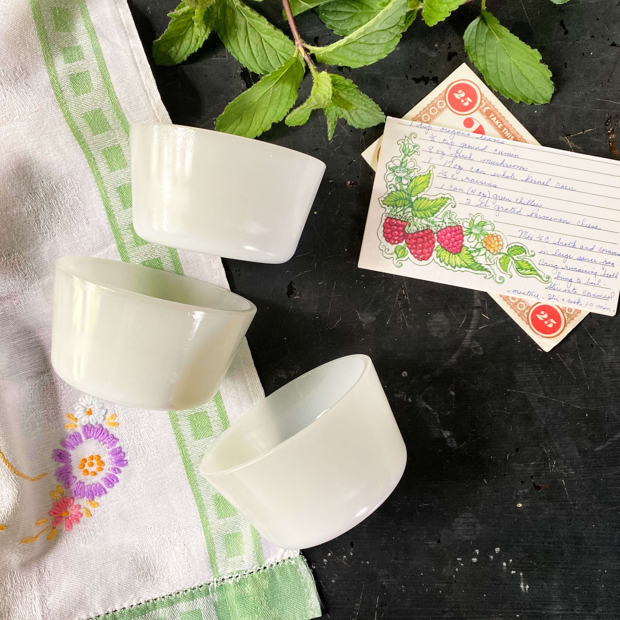 Vintage 1950s Glasbake Custard Ramekin Oven Cups - Set of Three