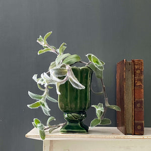 Vintage Midcentury Green Pottery Pedestal Planter