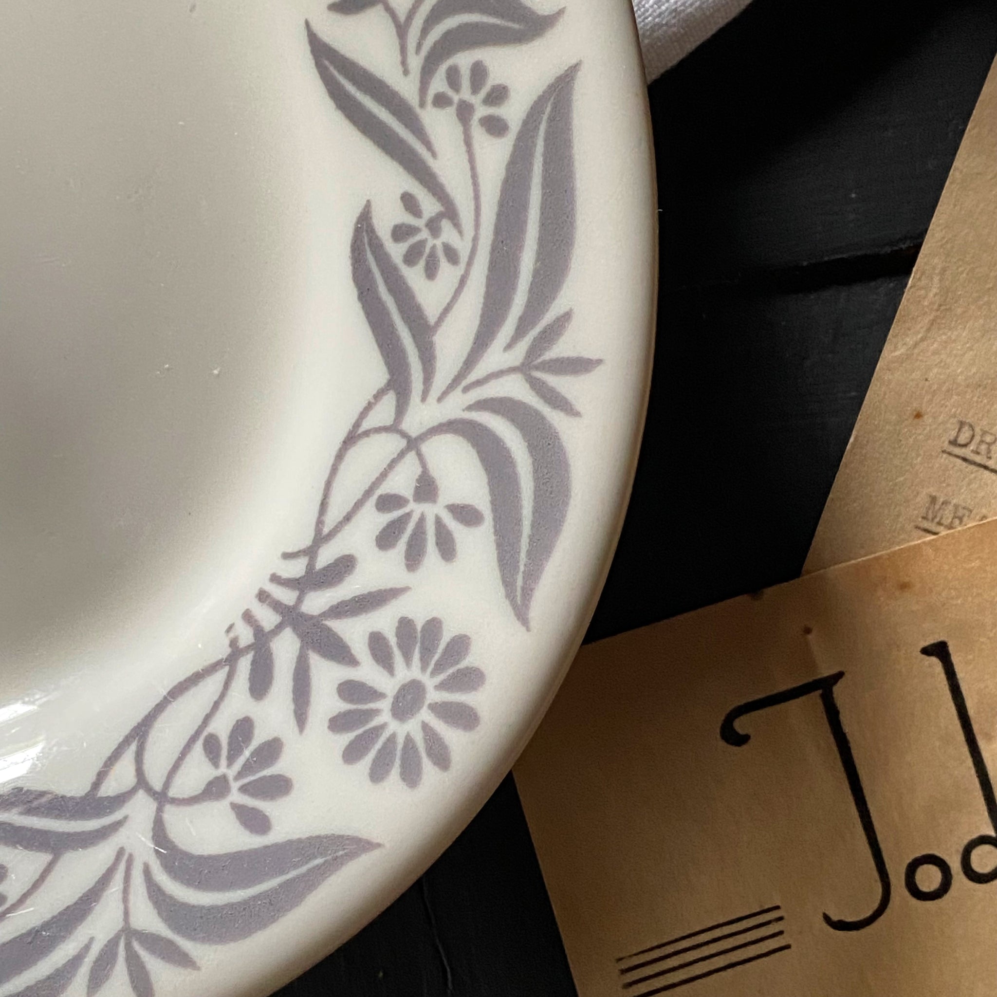 Vintage 1960s Grey Floral Restaurant Ware Side Plates by Best China Homer Laughlin - Set of Three circa 1961-1962