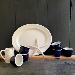 Vintage 1950s Hall Custard Cups Navy Blue #351 - Set of Six