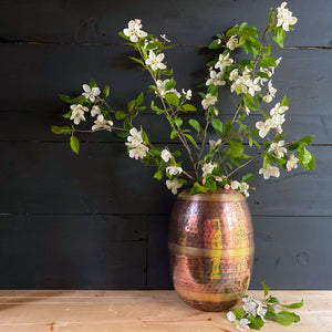 Large Vintage Copper & Brass Vase Made in India - Hand-Hammered