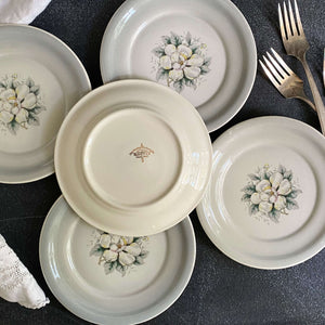 Vintage 1950s Harker Pottery Magnolia Bread Plates - Set of Five