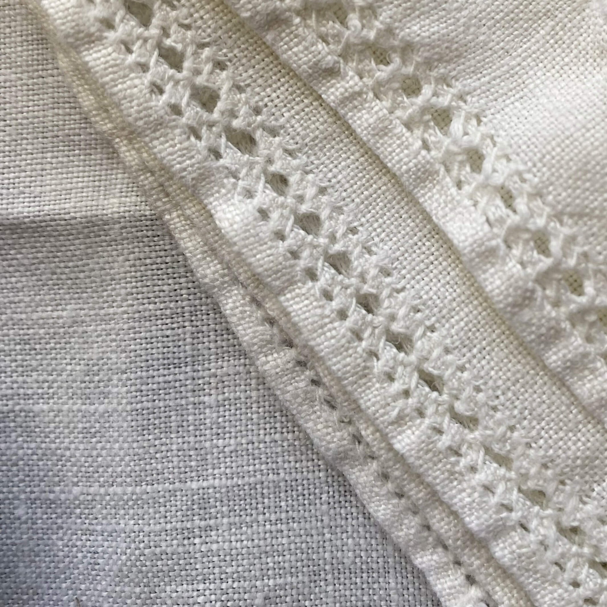 Vintage Embroidered Linen Cocktail Napkins with Drawn Work Florals - Set of Two