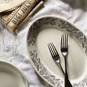 Vintage 1960s Grey Floral Restaurant Ware Side Plates by Best China Homer Laughlin - Set of Three circa 1961-1962