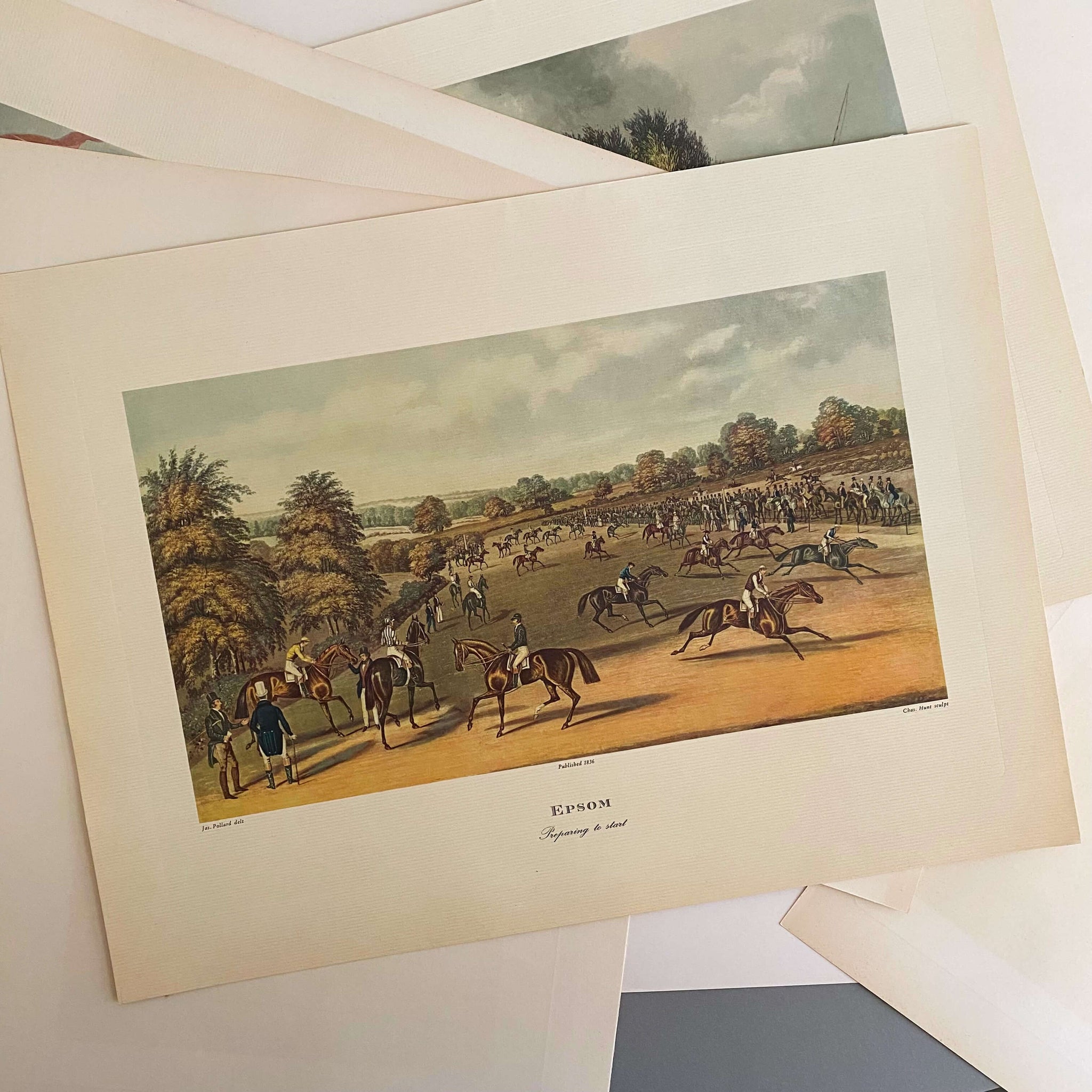 Vintage Equestrian Print - Epsom - by James Pollard - Editions Du Chene Print circa 1960