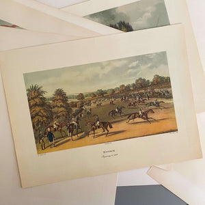 Vintage Equestrian Print - Epsom - by James Pollard - Editions Du Chene Print circa 1960